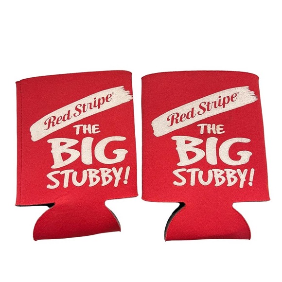 Vintage 90s Red Stripe The Big Stubby Beer Koozies 24oz - Picture 1 of 3